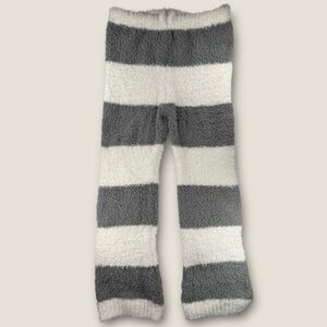POL Fuzzy Knit Lounge Pants Women's Small‎ Grey White Stripe Soft Cozy Pajama